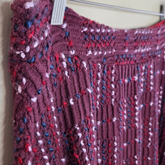 NWT Maeve Anthropologie | Burgundy Textured Boucle Midi Skirt Size Medium - Picture 4 of 7